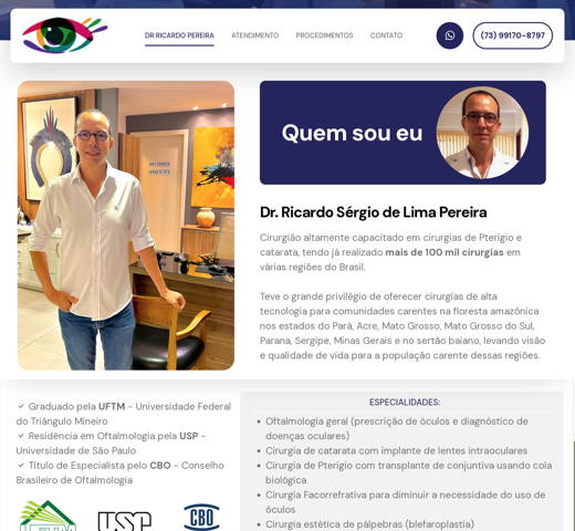 Dr. Ricardo Sérgio de Lima Pereira - Cirugião-oftalmologista em Porto Seguro (Bahia)